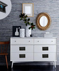 Recessed Pull Handle Set Black Zinc Alloy Flush Cabinet And Toolbox Handle 95mm by 60mm by 14mm installed on white drawers