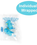 Individually wrapped blue foam earplugs with usage instructions for Bulk Pack Of Two Hundred Premium Foam Earplugs Delivering Heavy Duty Sound Blocking And Cozy Comfort For Sleeping Snoring Work Shooting Concerts And Travel Keep It Cool And Block The Racket With Top Shelf Hearing Protection Rated At 32 Db Nrr Per Pair.