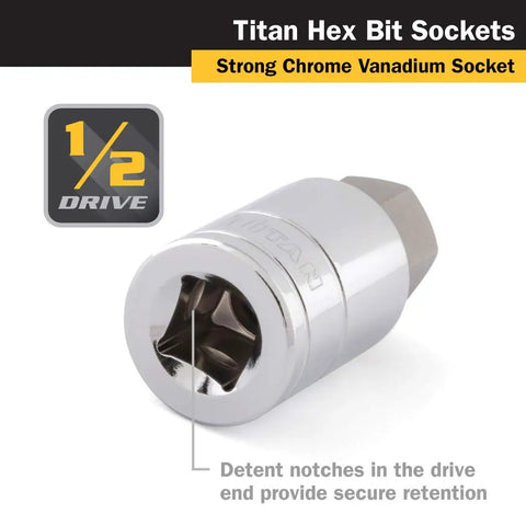 12mm Hex Bit Socket For Half Inch Drive, Heavy Duty Chrome Vanadium Build With S2 Alloy Bits, designed for durability.