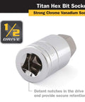 Heavy Duty Half Inch Drive Hex Bit Socket 19mm Chrome Vanadium Construction With Durable S2 Alloy Bits, front view