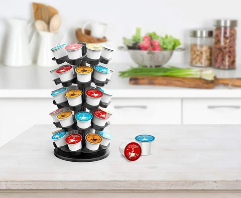 40 Pod Coffee Carousel Organizer For K Cup Pods Compatible With All Brands Five Tier Display Holds Eight Pods Per Tier