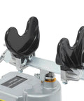 Solid As A Rock Air Operated Paint Shaker Heavy Duty Adjustable Clamp mixer detail, black clamp design for secure can holding.