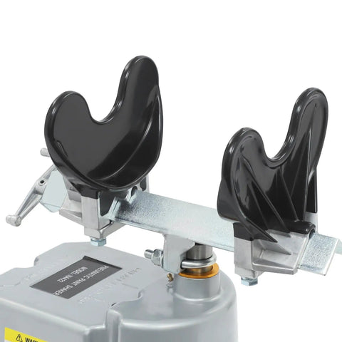 Solid As A Rock Air Operated Paint Shaker Heavy Duty Adjustable Clamp mixer detail, black clamp design for secure can holding.