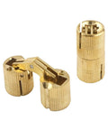 Concealed Cabinet Hinges Copper Barrels Cylindrical Hideaway Hardware with brass look, 8mm diameter, 18mm length