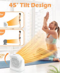 2 In 1 Heater And Fan Combo Portable Desk And Floor Heater With 45 Degree Tilt Air Circulator used during yoga session.