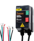 Heavy Duty 230V 3 Phase Magnetic Switch Box With 11 Amp Rating UL Listed Plug And Play Pre Wired Cable Kit For Tablesaw Planer Woodworking Shaper And Garage Rig Setup with connecting wires.