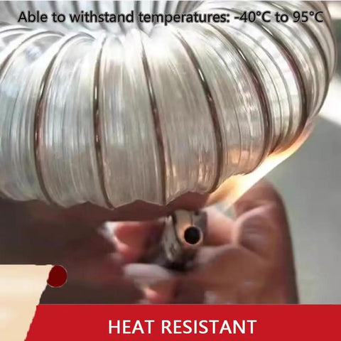 Heavy Duty Flexible Clear Dust Collection Hose Tough As Nails Shop Vacuum Attachment Puncture Resistant Debris Fume Extractor Tubing close-up