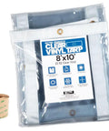 8x10 Clear Vinyl Tarp 24 Mil Thick Tough As Nails Weatherproof Tarpaulin With Grommets Every 2 Feet UV And Fire Retardant Cold Weather Resistant To Minus 32 C Includes Transparent Repair Tape Outdoor All Weather Cover in packaging