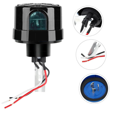 Outdoor Dusk To Dawn Photocell Light Sensor Switch with Auto On Off, 120 To 277V Hard Wired Post Eye Controller, wiring details