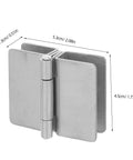 180 Degree Glass Door Hinge for Cabinets and Showers Stainless Steel Multipurpose Clamp Hinge for Bathroom Kitchen and Display Cabinets Durable Rustproof Hardware Easy Install, 5.3cm