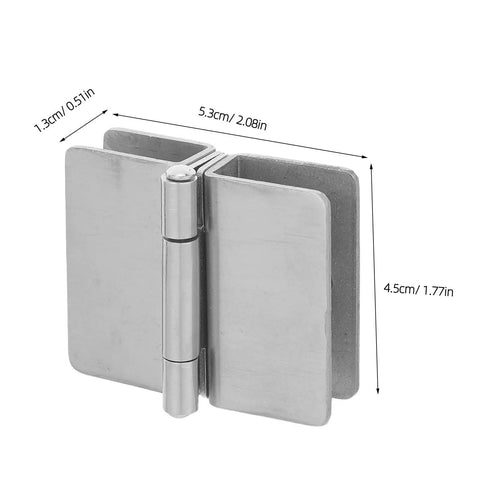 180 Degree Glass Door Hinge for Cabinets and Showers Stainless Steel Multipurpose Clamp Hinge for Bathroom Kitchen and Display Cabinets Durable Rustproof Hardware Easy Install, 5.3cm