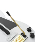Close-up of Les Paul Pro Edition Alpine White Guitar Controller for PC Switch Android and more, showing control knobs and whammy bar.