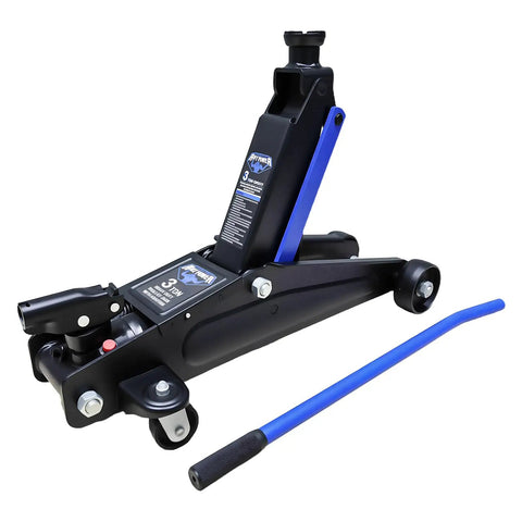 Beefy 3 Ton Low Profile Floor Jack For SUVs And Cars With Wheels Fast Lift Hydraulic Jack Stable Support For Multiple Vehicles Lifting And Tire Changes Five To Seventeen Inch Range Nine To Twenty One Inch Height