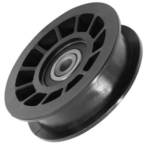 Top Tier Replacement Flat Idler Pulley For Husqvarna GTH26V48 LS GTH2648 GTH2654 GTH27V52 LS black plastic design with central bearing.