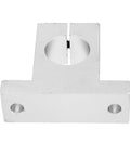 Front view of SK25 aluminum linear motion rail clamping guide support for 25mm shaft, used in multi axis machines and industrial equipment.