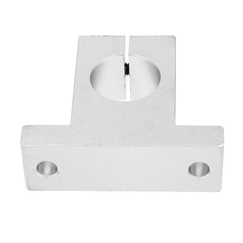 Front view of SK25 aluminum linear motion rail clamping guide support for 25mm shaft, used in multi axis machines and industrial equipment.