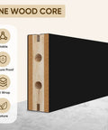 Close-up of pine wood core of Mirror Barn Door 42 Inch By 84 Inch With 7 Foot Sliding Hardware Kit Included One Lite Full Length Frosted Glass Solid Wood Waterproof PVC Surface No Assembly Required Black Finish.