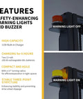 Heavy Duty Electric Pallet Stacker With 3300 Lb Capacity And One Hundred Thirty Inch Lift Height safety features showing warning light on and off.