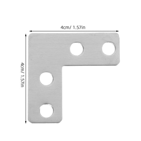 Heavy Duty Stainless Steel L Bracket Corner Brace 1.6x1.6 Inch Right Angle Support Connector with dimensions visible