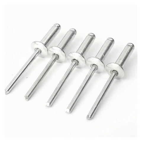 Close-up of dome head blind rivets from 120 Piece Aluminum Pop Rivets Kit Set For Furniture And Home Projects Dome Head Blind Rivets Assortment
