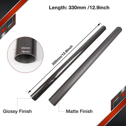 330mm carbon fiber tubes 6mm inner 8mm outer 3K glossy roll wrapped, matte vs. glossy finish comparison for RC aircraft