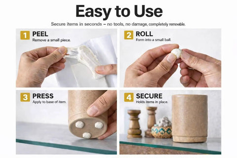 Steps to use Neutral Museum Putty 2.64 Oz No Mess No Fuss To Keep Antiques And Collectibles From Falling Easy To Apply Non Toxic