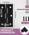 Rock Solid Black Butt Hinges Set of 12 For Interior Doors and Cabinetry dimensions 1.46x2.63 inches with included mounting screws.