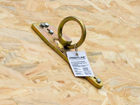 Bull Ring Roof Anchor Reusable For Flat Roofs With Wooden Structures Quick Setup And Fall Arrest Restraint System Positioning Applications Zinc Plated Steel OSHA And ANSI Compliant on wood surface