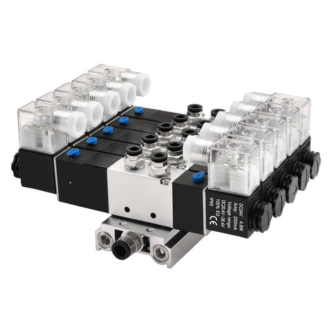 5 Way 3 Position Pneumatic Solenoid Valve Kit Plug And Play With 24V DC Coil For PT One Quarter Ports