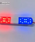 One Tenth RC Police Lights LED Flashing Lamp Kit With Nine Modes For Off Road Crawlers And Rally Trucks Fits One Eighth Scale HSP Traxxas Tamiya RC4WD Axial Arrma Blue And Red 115mm, red and blue lights turned on