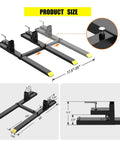 Heavy Duty 60 Inch Pallet Forks With Adjustable Stabilizer Bar 4000 Lb Capacity dimensions showing adjustable length from 17.5" to 35".