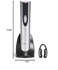 Cordless Electric Wine Opener With Automatic Cork Extractor And Precision Foil Cutter With Rechargeable Base on black charging station.