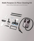 Multi-Purpose 21-Piece Cleaning Kit for Handheld Steam Cleaner Mop With 50 Oz Tank Delivers 293 Degree Jet Hot Steam Pressure.