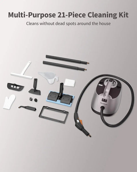 Multi-Purpose 21-Piece Cleaning Kit for Handheld Steam Cleaner Mop With 50 Oz Tank Delivers 293 Degree Jet Hot Steam Pressure.