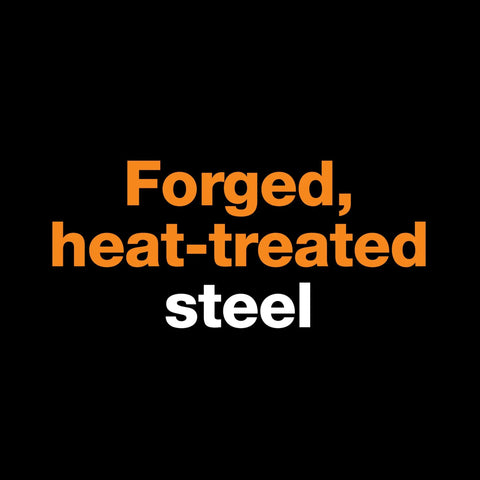Forged, heat-treated steel label for IsoCore Dual Ended Pickaxe And Hoe With 36 Inch Shock Absorbing Handle