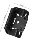 Self Closing Semi Wrap Cabinet Door Hinges Half Inch Black Steel Heavy Duty With Beefy High Stability Spring Soft Close Double Demountable