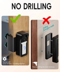 Illustration showing Anti-Theft Video Doorbell Mount No-Drill Install for homes and businesses with tamper-proof bracket.