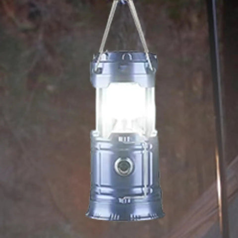 Solar Powered Camping Lantern With Foldable Body And Sturdy Handle, LED Lamp Three Lighting Modes, Waterproof