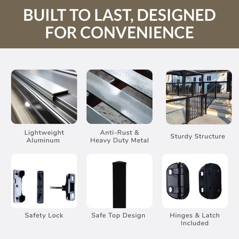Adjustable Aluminum Deck Gate Kit In White For One And A Half Inch Pickets Fits Openings Up To 48 Inches Cut To Height Features