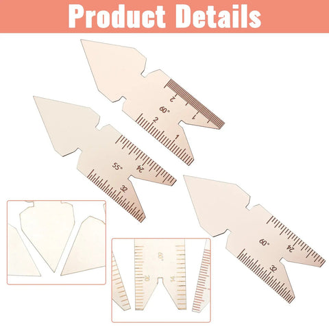 Three Piece Stainless Center Gauge Set With 55 Degree And 60 Degree Fishtail Gauges For Whitworth SAE And Metric Threads Pro Grade Thread Pitch Gauge Lathe Tool Measuring Kit For Machinists displayed.
