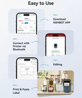 Easy to Use guide for Slick Bluetooth Thermal Label Printer With Included Tape Roll, Zero Ink Headaches Direct Print Tech, Rapid Shipping And Storage Labels, Smartphone Synced Desktop Label Maker In Blue.