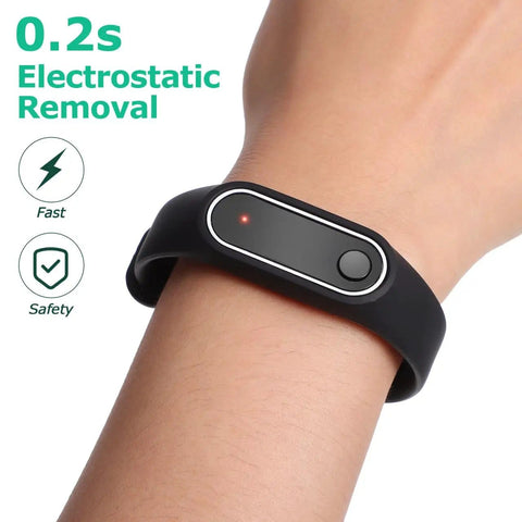 Anti Static Wrist Strap With Red Light Indicator For Esd Protection And Static Electricity Removal Unisex Black Wristband