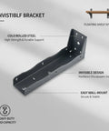 Hidden Mount Floating Shelf Bracket For Living Room And Office, Invisible Steel Hardware, Matte Black, showcasing invisible design