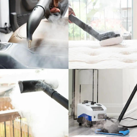 Heavy Duty Steam Cleaner Beast Features A 410 Cc Engine Packing 72 Psi steams upholstery, car seats, and tile.