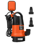 1HP Submersible Sump Pump With Automatic Float Switch, 3700GPH Clean Or Dirty Water Pump For Pool Pond Garden Flooded Cellar Aquarium And Irrigation, Orange