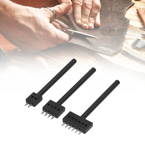 Pro Grade Leatherworking Tool Kit 3 Piece Cobbler Prong Chisel Set With 2 4 6 Tooth Row Hole Puncher Steel Punch Leather Craft