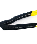Close-up of Six Pack 1 Inch By 8 Foot Heavy Duty Lifting Slings Web Straps with reinforced loops and wear guard ends in durable polyester.