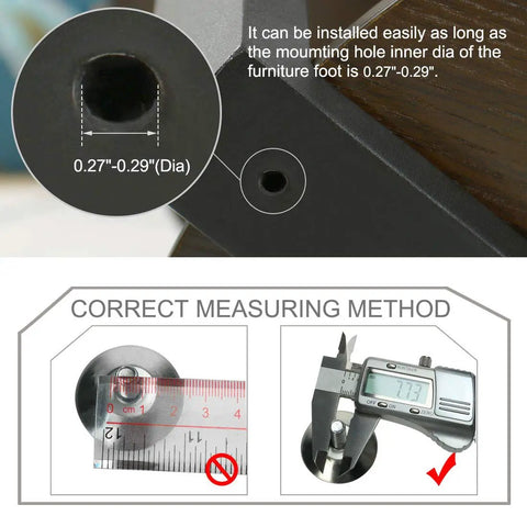 Keep Those Tables Rock Solid M8 X 25 Thread Adjustable Leveling Feet Heavy Duty Swivel Glides tool measuring diameter for fitting.
