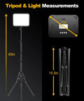 Two Pack LED Video Light Kit With Dimmable 3000K To 6500K Color Temperature, 11 Inch Panels, 2000 Lumens shown with measurements