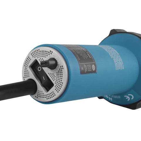 Rear view of High-Power 1600W 110V Hot Air Welder Gun for Plastic Welding with power switch and cord, blue casing visible